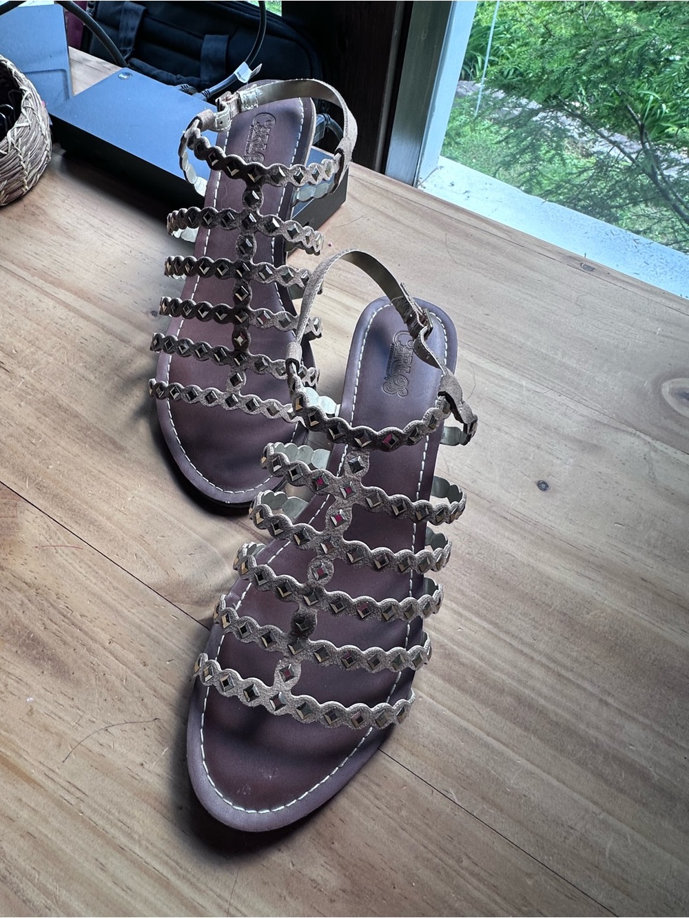 Carlos by Carlos Santana Tan Braided Strappy Sandals